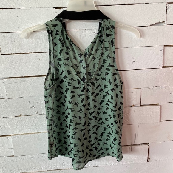 Glam Dollz Sheer Cat Sleeveless Top. Size M - Picture 2 of 4